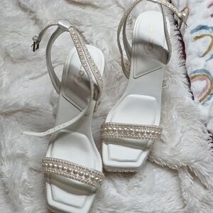 ALDO Cream Pearl-Embellished Heels